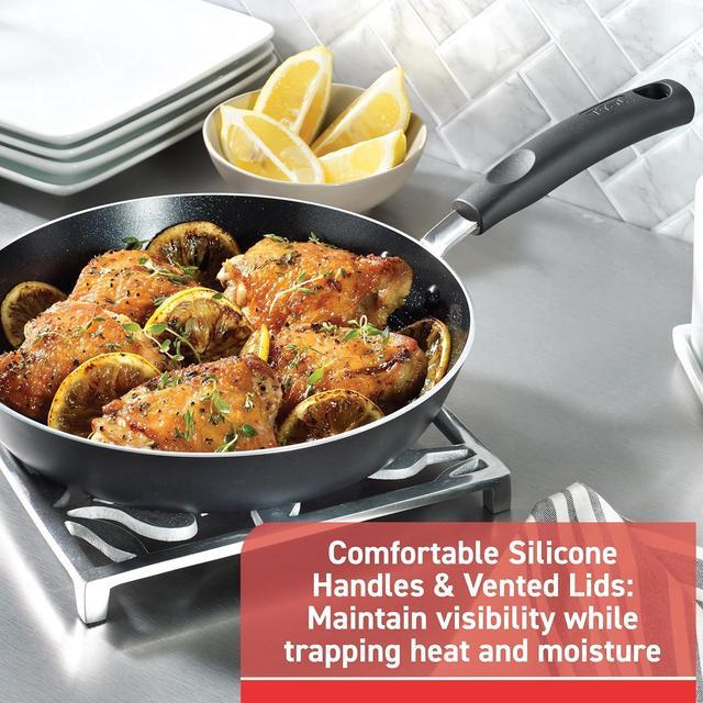Alt view image 4 of 6 - T-fal Signature Non Stick Fry Pan Set 2 Piece: 8 and 10.5 Inch, Oven Broiler Safe 350F, Heat Indicator, Cookware Set Nonstick, Frying Pans, Skillets, Pots and Pans, Home, Dishwasher Safe, Black