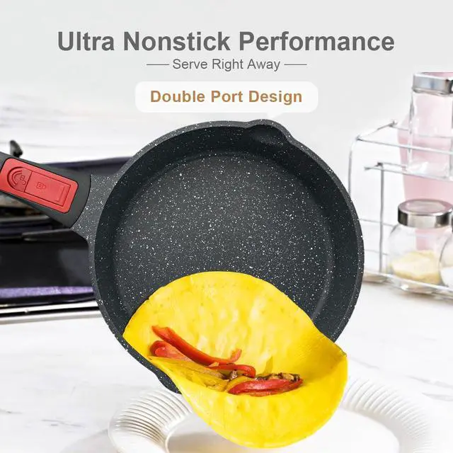Alt view image 7 of 7 - 11 Inch Nonstick Deep Frying Pan with Lid, 5Qt Non Stick Skillet with Removable Handle, Aluminum Sauté Pan Compatible with All Stovetops, Dishwasher& Oven Safe (Black)