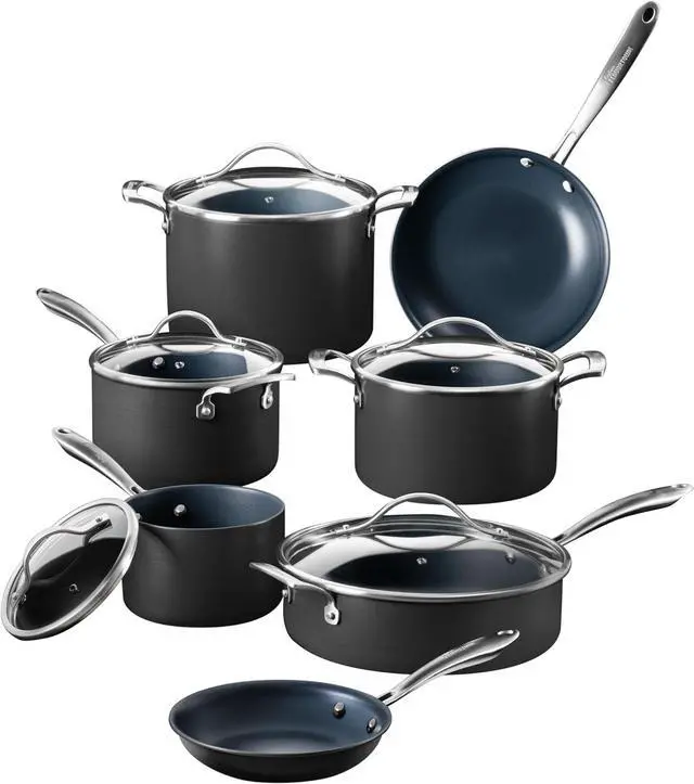 Main image of Guy Fieri's Flavortown Laser Titanium 12 Piece Set - Non-stick Cookware Set Without PFAS, PTFE, or PFOA, 3x More Durable, Dishwasher Safe, Oven Safe