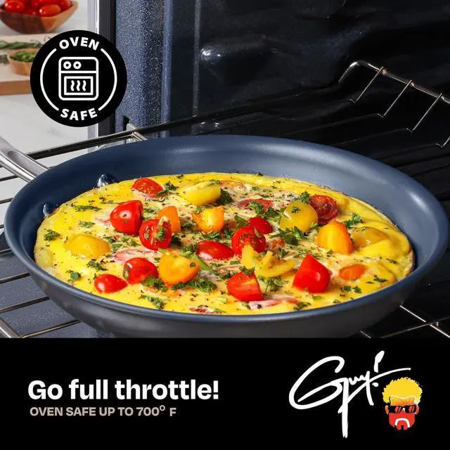 Alt view image 6 of 7 - Guy Fieri's Flavortown Laser Titanium 12 Piece Set - Non-stick Cookware Set Without PFAS, PTFE, or PFOA, 3x More Durable, Dishwasher Safe, Oven Safe