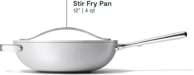 Alt view image 3 of 7 - Caraway Non-Stick Stir Fry Pan - 12 Wok-Inspired Pan - Free From Forever Chemicals - High-Sloped Walls - Stainless Steel Handles - Gray
