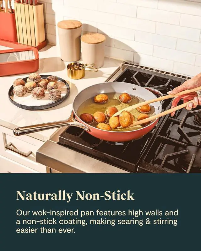 Alt view image 5 of 7 - Caraway Non-Stick Stir Fry Pan - 12 Wok-Inspired Pan - Free From Forever Chemicals - High-Sloped Walls - Stainless Steel Handles - Gray