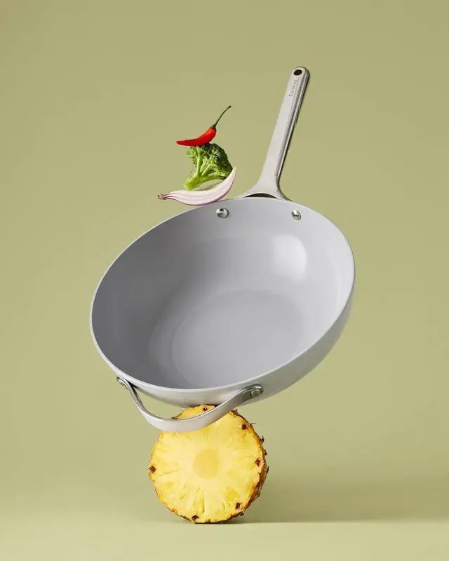 Alt view image 7 of 7 - Caraway Non-Stick Stir Fry Pan - 12 Wok-Inspired Pan - Free From Forever Chemicals - High-Sloped Walls - Stainless Steel Handles - Gray