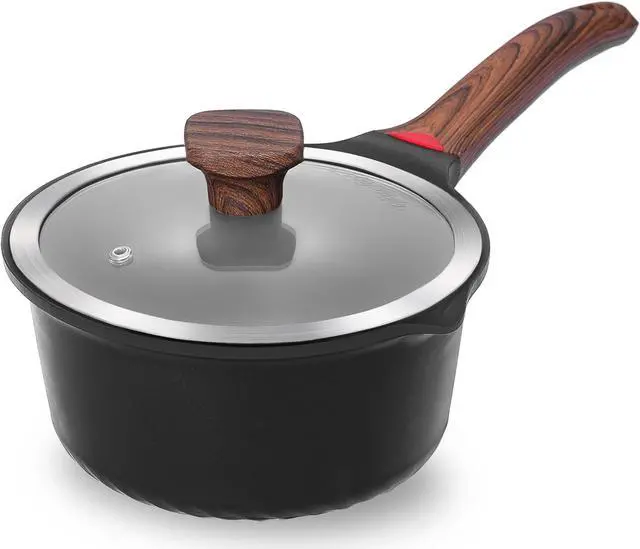Main image of VINCHEF Nonstick Saucepan with Lid, 3QT Sauce Pan with Stay Cool Handle, Non Stick Small Cooking Pots Induction pot, Dishwasher Safe, Compatible for All Stove Top, PFAS and PFOA Free Black