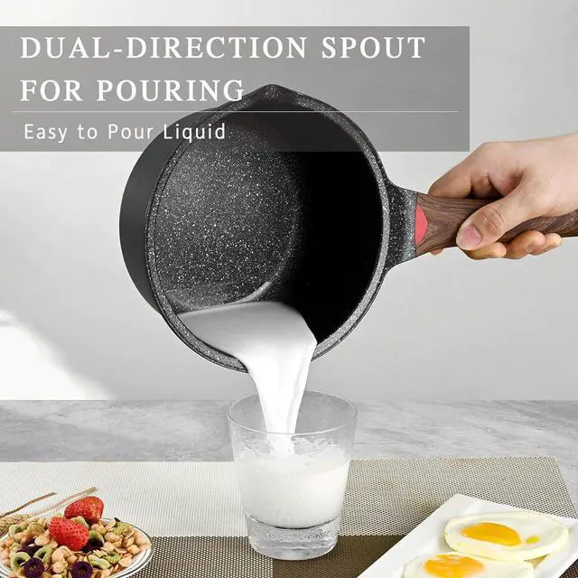 Alt view image 3 of 6 - VINCHEF Nonstick Saucepan with Lid, 3QT Sauce Pan with Stay Cool Handle, Non Stick Small Cooking Pots Induction pot, Dishwasher Safe, Compatible for All Stove Top, PFAS and PFOA Free Black