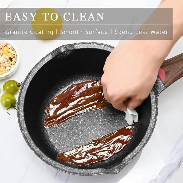 Alt view image 4 of 6 - VINCHEF Nonstick Saucepan with Lid, 3QT Sauce Pan with Stay Cool Handle, Non Stick Small Cooking Pots Induction pot, Dishwasher Safe, Compatible for All Stove Top, PFAS and PFOA Free Black