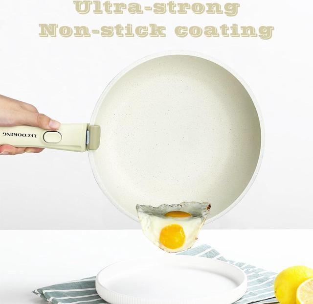 Alt view image 5 of 7 - 11 PCS Pots and Pans Set Non Stick Cookware Set Removable Handles White