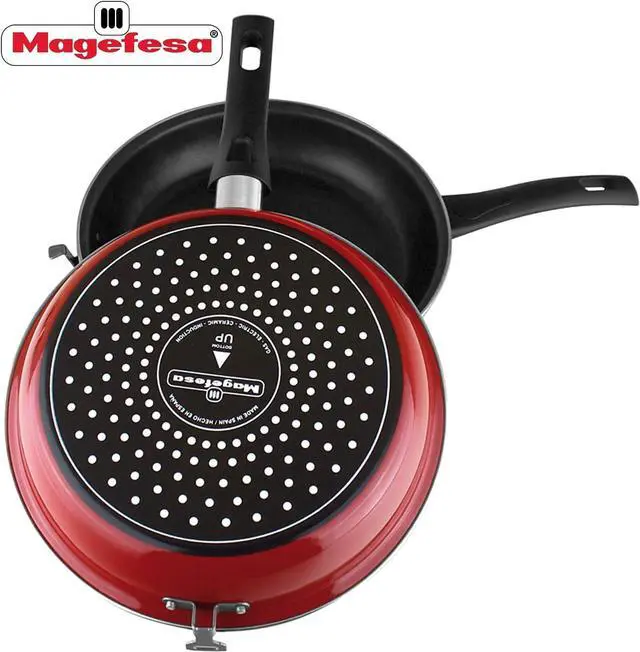 Alt view image 4 of 7 - MAGEFESA ® Frittata spanish tortilla frying pan, 9.4 in, red, double layer non-stick frying pan, vitrified steel, compatible with all types of fire, including induction, Dishwasher safe, Ergonomic