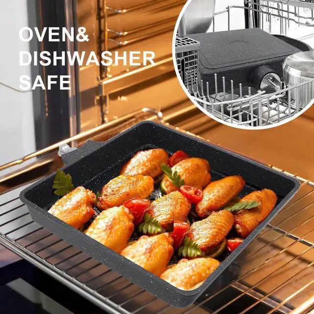 Alt view image 4 of 6 - Japanese Omelette Pan Nonstick, Large Tamagoyaki Pan Egg Roll Pan with Detachable Handle, Oven& Dishwasher Safe, 9 x 8 (Black)