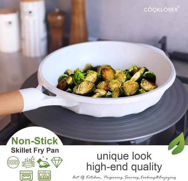 Alt view image 2 of 7 - COOKLOVER Nonstick Frying Pan 100% PFOA Free Cookware Induction Skillet Stir Fry Pan (White, 7.9 inch)