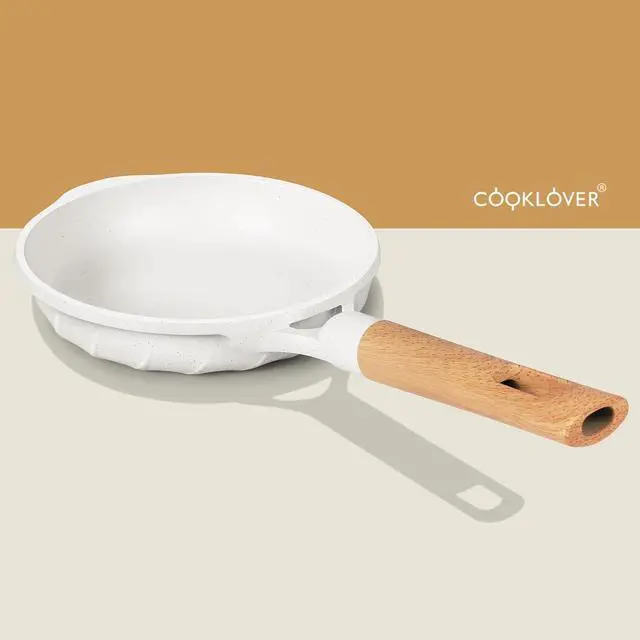 Alt view image 4 of 7 - COOKLOVER Nonstick Frying Pan 100% PFOA Free Cookware Induction Skillet Stir Fry Pan (White, 7.9 inch)