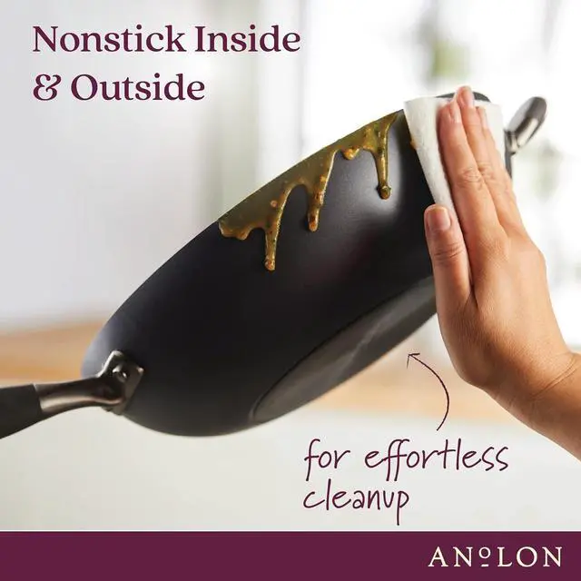 Alt view image 4 of 7 - Anolon Advanced Home Hard Anodized Nonstick Frying/Saute/All Purpose Pan with Lid and Helper Handle, 12 Inch, Moonstone Dark Gray