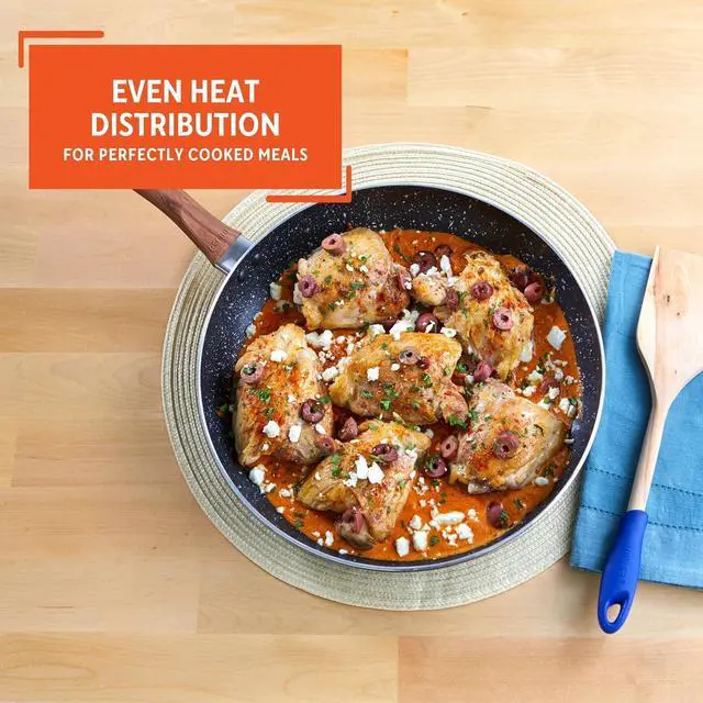Alt view image 4 of 7 - IMUSA USA Woodlook 12" Black Stone Fry Pan Handle and Speckled Nonstick Interior