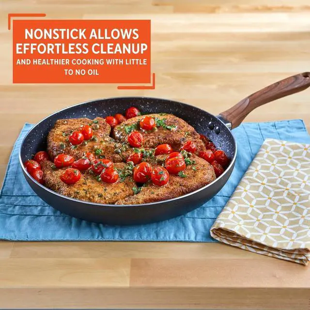 Alt view image 5 of 7 - IMUSA USA Woodlook 12" Black Stone Fry Pan Handle and Speckled Nonstick Interior