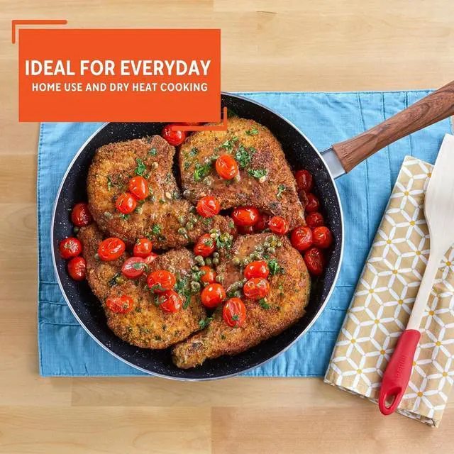 Alt view image 7 of 7 - IMUSA USA Woodlook 12" Black Stone Fry Pan Handle and Speckled Nonstick Interior
