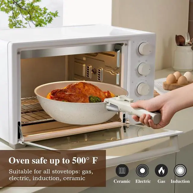 Alt view image 7 of 7 - 20 Pcs Pots and Pans Set Non Stick, Ceramic Cookware Set Detachable Handle, RV Kitchen Cooking Set Removeable Handles, Oven Safe, Induction Ready, Stackable Non-stick, Cream White