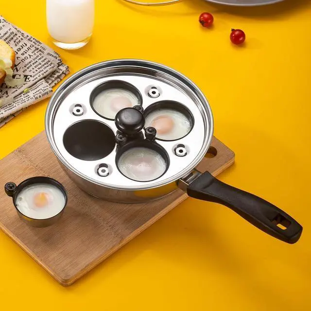 Alt view image 2 of 6 - MARSKITOP Egg Poacher Pan Nonstick 4 Eggs, Poached Egg Pan Stainless Steel Poached Egg Cooker, Egg Poaching Pan PFOA Free, Poached Egg Maker with Nonstick Poached Egg Cups