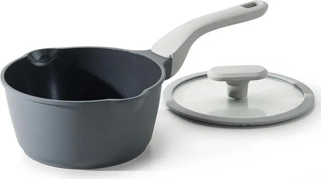 Main image of Nonstick Saucepan with Lid, 2 Quart Ceramic Sauce Pan, Non Toxic Sauce Pot with Pour Spouts for Multipurpose Use, PTFE, PFOA & PFAS Free, Induction Compatible.