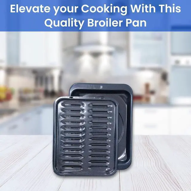 Alt view image 4 of 4 - Broiler Pan for Oven Nonstick Porcelain Coated - 16.75 x 12.6 GE WB48X10056 Replacement Broiling Pan for Oven With Rack for High-Temperatures - Oven Broiler Pan Heats Evenly and Drains Fat