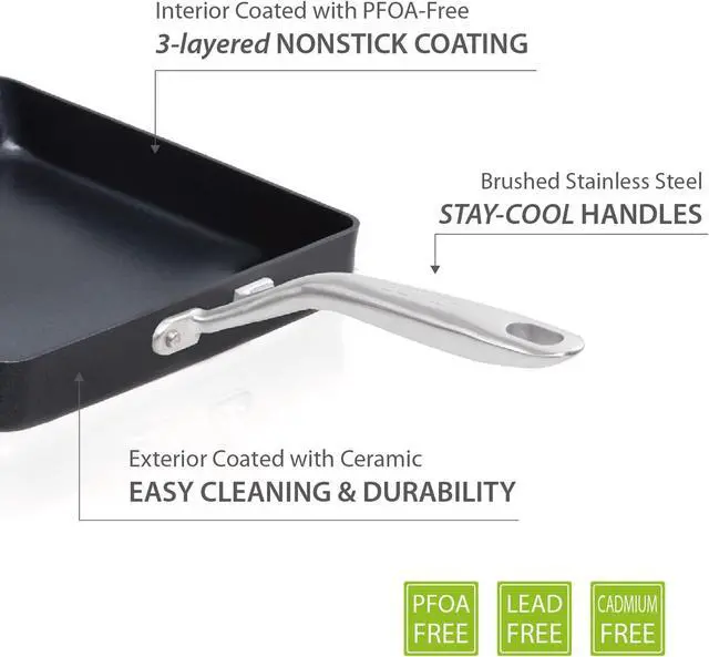 Alt view image 4 of 7 - TECHEF - Onyx Collection, Nonstick Tamagoyaki Japanese Omelette Pan/Egg Pan (PFOA Free), Made in Korea