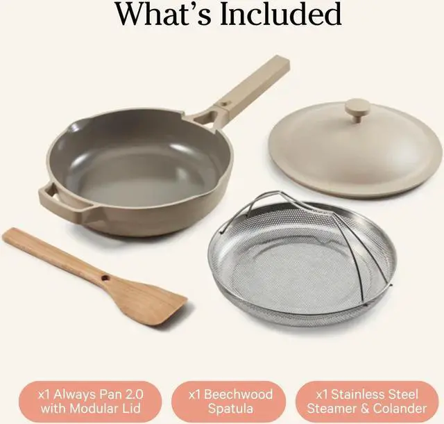 Alt view image 3 of 6 - Our Place Always Pan 2.0-10.5-Inch Nonstick, Toxin-Free Ceramic Cookware | Versatile Frying Pan, Skillet, Saute Pan | Stainless Steel Handle | Oven Safe | Lightweight Aluminum Body | Steam