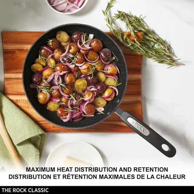 Alt view image 4 of 7 - Starfrit The Rock 26cm (10") Non-Stick Multi Pan - Tawa - Durable Forged Aluminum - Oven Safe - PFOA Free - Easy to Clean - Black