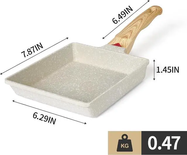 Alt view image 6 of 6 - Tamagoyaki Pan Japanese Omelette Pan - Nonstick Tamago Pan, Rectangle Egg Frying Pan, Omelet Pan with Whisk, Wooden Handle, PFOS & PFOA Free, Oven & Dishwasher Safe