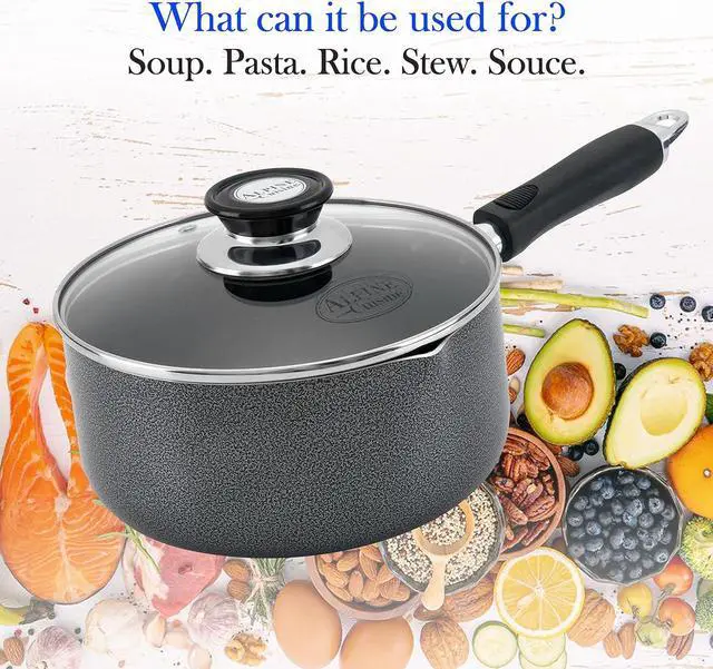 Alt view image 7 of 7 - Alpine Cuisine Sauce Pan 3 Quart Nonstick Coating Soft Touch Bakelite Handle with Glass Lid, Nonstick Sauce Pans for All Stoves, Multipurpose Use for Home Kitchen & Restaurant - Dishwasher Safe