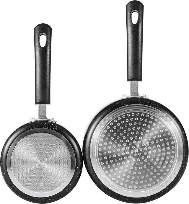 Alt view image 6 of 7 - Nonstick Saucepan Set with Lid, Non Stick 1Qt & 2Qt Sauce Pan Set with Glass Lid Small Pot for Home Kitchen,Black