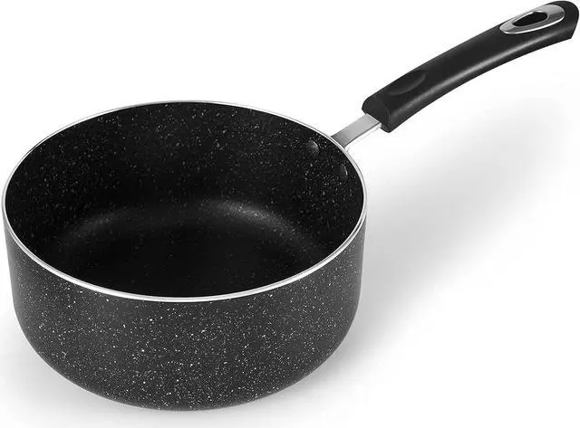 Alt view image 7 of 7 - Nonstick Saucepan Set with Lid, Non Stick 1Qt & 2Qt Sauce Pan Set with Glass Lid Small Pot for Home Kitchen,Black