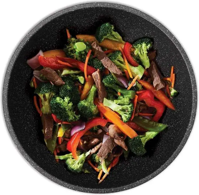 Alt view image 4 of 4 - Starfrit The Rock 11'' (28cm) Non-Stick Stir Fry Pan - Durable Forged Aluminum - Oven Safe - PFOA Free - Easy to Clean - Black