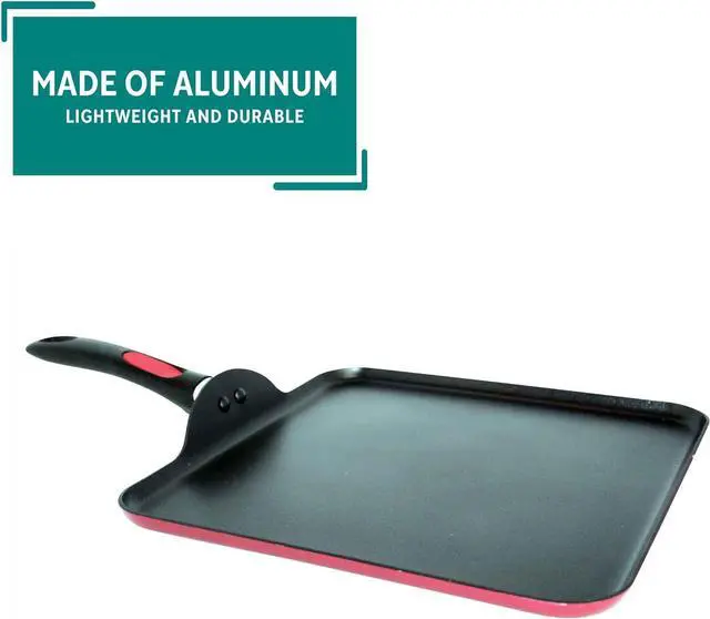 Alt view image 3 of 7 - Mirro A79613 Get A Grip Aluminum Nonstick Griddle Cookware, 11-Inch, Red