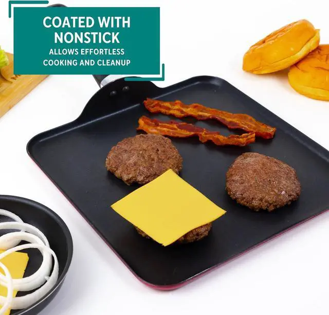 Alt view image 4 of 7 - Mirro A79613 Get A Grip Aluminum Nonstick Griddle Cookware, 11-Inch, Red