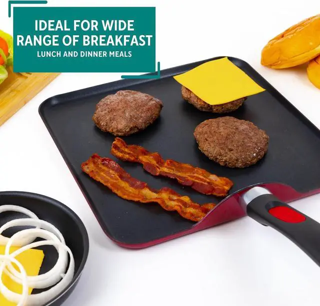 Alt view image 6 of 7 - Mirro A79613 Get A Grip Aluminum Nonstick Griddle Cookware, 11-Inch, Red
