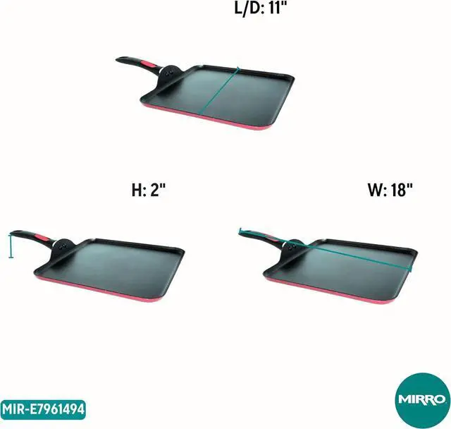 Alt view image 7 of 7 - Mirro A79613 Get A Grip Aluminum Nonstick Griddle Cookware, 11-Inch, Red