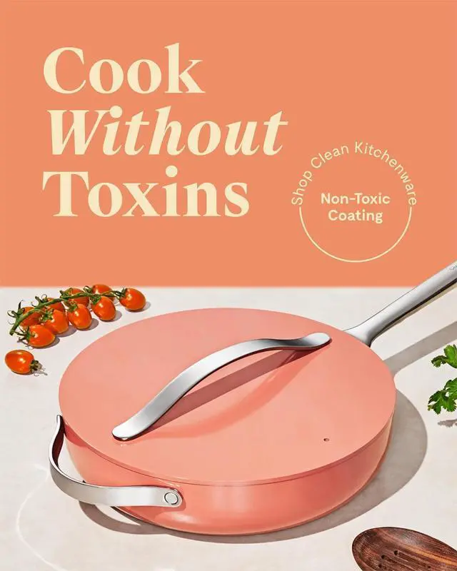 Alt view image 2 of 7 - Caraway Nonstick Ceramic Sauté Pan with Lid (4.5 qt, 11.8") - Non Toxic, PTFE & PFOA Free - Oven Safe & Compatible with All Stovetops (Gas, Electric & Induction) - Perracotta