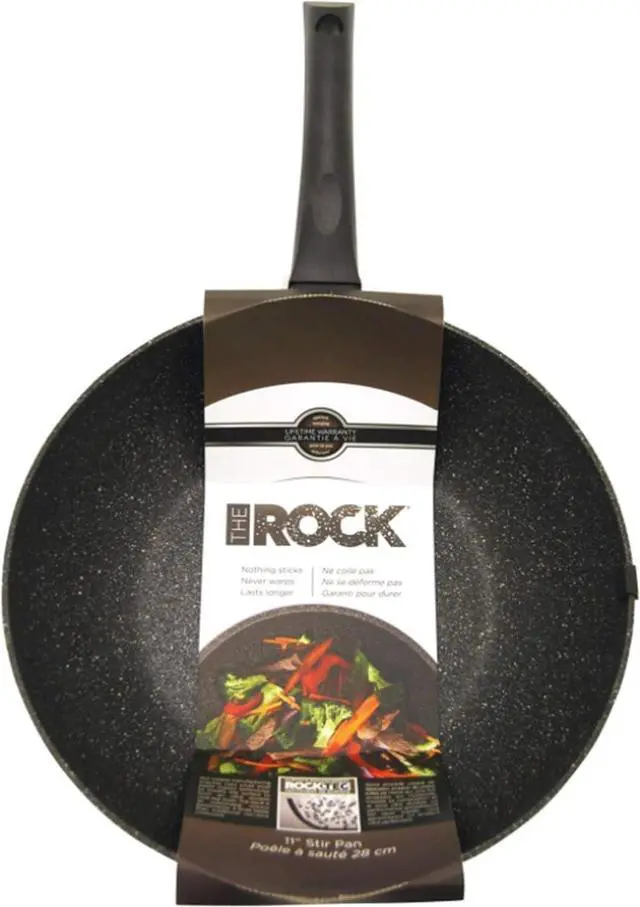 Alt view image 2 of 4 - Starfrit The Rock 11'' (28cm) Non-Stick Stir Fry Pan - Durable Forged Aluminum - Oven Safe - PFOA Free - Easy to Clean - Black