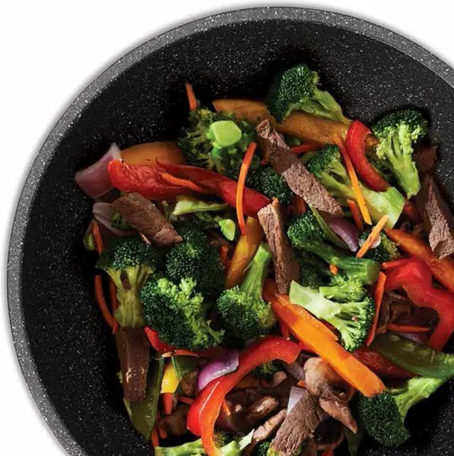 Alt view image 3 of 4 - Starfrit The Rock 11'' (28cm) Non-Stick Stir Fry Pan - Durable Forged Aluminum - Oven Safe - PFOA Free - Easy to Clean - Black