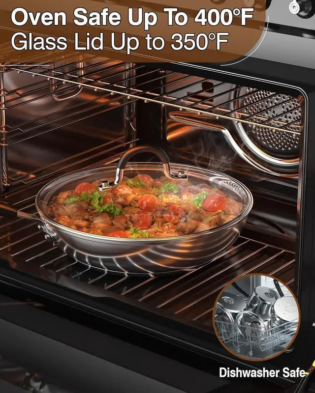 Alt view image 6 of 6 - Cook N Home Stainless Steel Cookware Sets 10-Piece, Pots and Pans Kitchen Cooking Set with Stay-Cool Handles, Dishwasher Safe, Silver