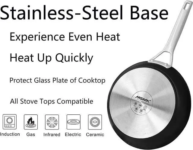 Alt view image 4 of 7 - MsMk 9 1/2 Inch Small Egg Pan with Lid, Titanium and Ceramic Nonstick Omelette Pan,Scratch-resistant, Induction Egg Skillet, Oven Safe to 700°F Pan for Cooking, Dishwasher Safe