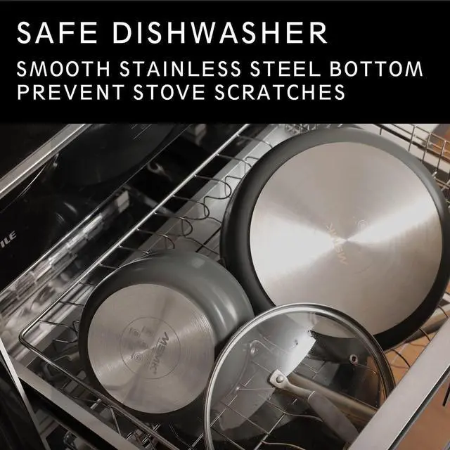 Alt view image 5 of 7 - MsMk 9 1/2 Inch Small Egg Pan with Lid, Titanium and Ceramic Nonstick Omelette Pan,Scratch-resistant, Induction Egg Skillet, Oven Safe to 700°F Pan for Cooking, Dishwasher Safe