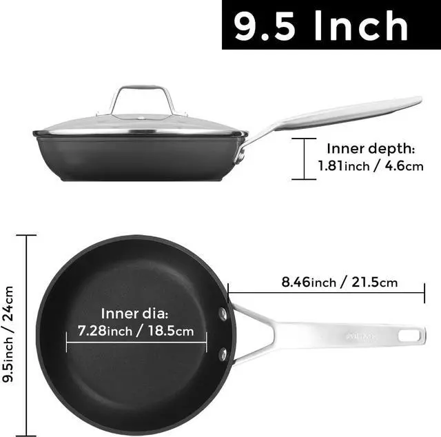 Alt view image 7 of 7 - MsMk 9 1/2 Inch Small Egg Pan with Lid, Titanium and Ceramic Nonstick Omelette Pan,Scratch-resistant, Induction Egg Skillet, Oven Safe to 700°F Pan for Cooking, Dishwasher Safe