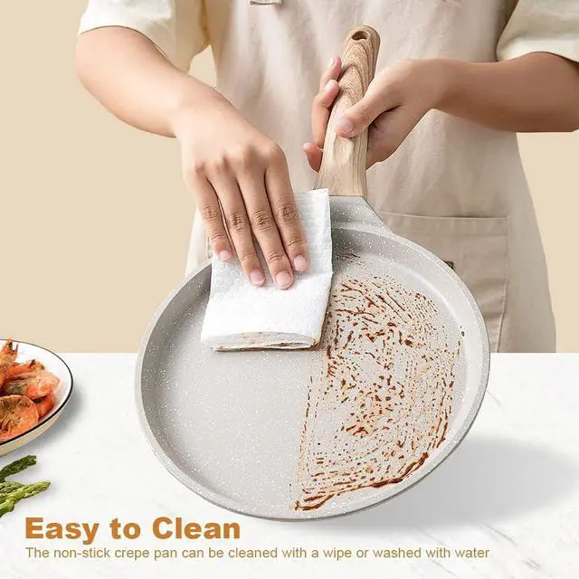 Alt view image 3 of 7 - 8 inch Crepe Pan, Nonstick Pan for Crepes Omelette Tortillas, Dosa Tawa Tortilla Pan, Griddle Pancake Pan for Roti Indian, Induction Compatible