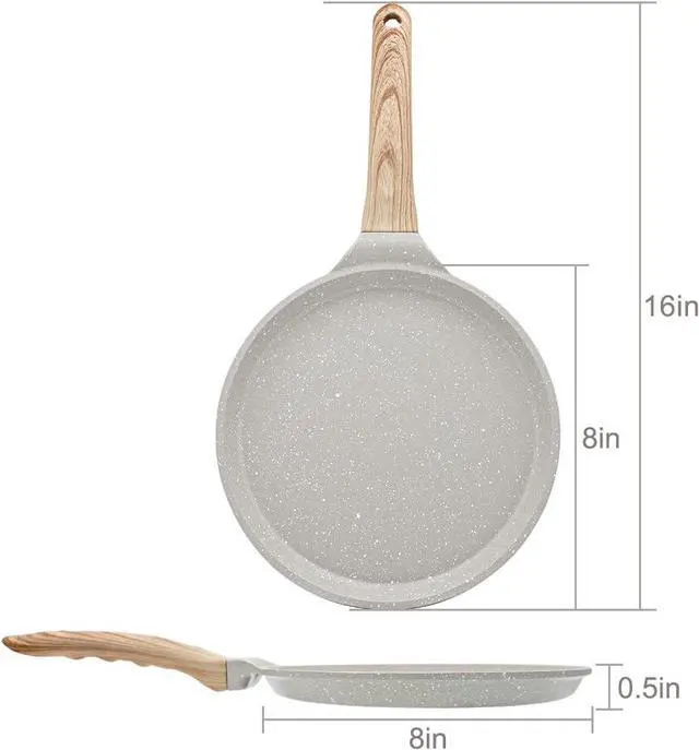 Alt view image 6 of 7 - 8 inch Crepe Pan, Nonstick Pan for Crepes Omelette Tortillas, Dosa Tawa Tortilla Pan, Griddle Pancake Pan for Roti Indian, Induction Compatible