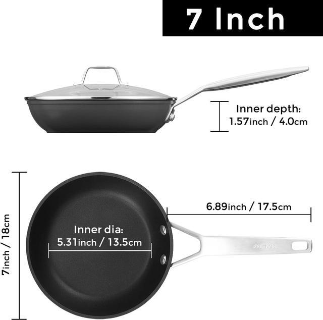 Alt view image 6 of 7 - MsMk 7 inch Small Egg Nonstick Frying Pan with Lid, Eggs Omelette Burnt also Non stick, Scratch-resistant, Induction Skillet, Oven Safe to 700°F Pan for Cooking, Dishwasher Safe