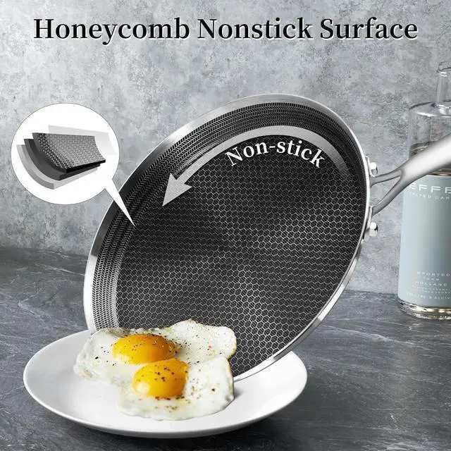 Alt view image 5 of 7 - Nonstick Crepe Pan 12 inch Stainless Steel Crepe Pan Honeycomb Coating Flat Skillet Tawa Dosa Tortilla Pan,Omelet Pan with All Stove Tops Available, Induction Compatible