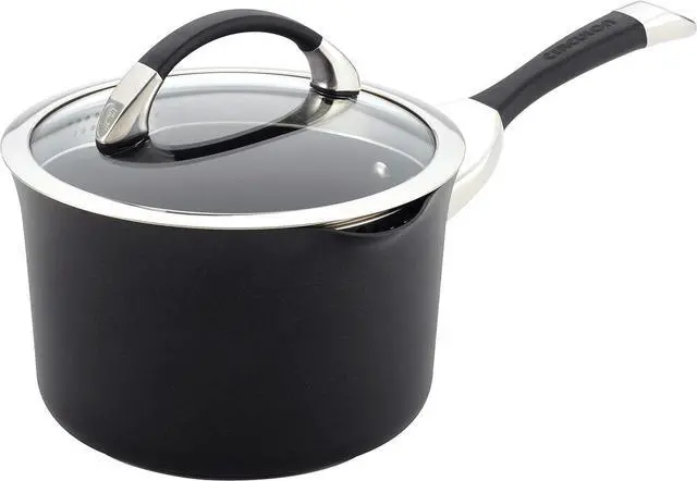 Main image of Circulon - 83483 Circulon Symmetry Hard Anodized Nonstick Sauce Pan/Saucepan with Straining and Lid, 3.5 Quart, Black