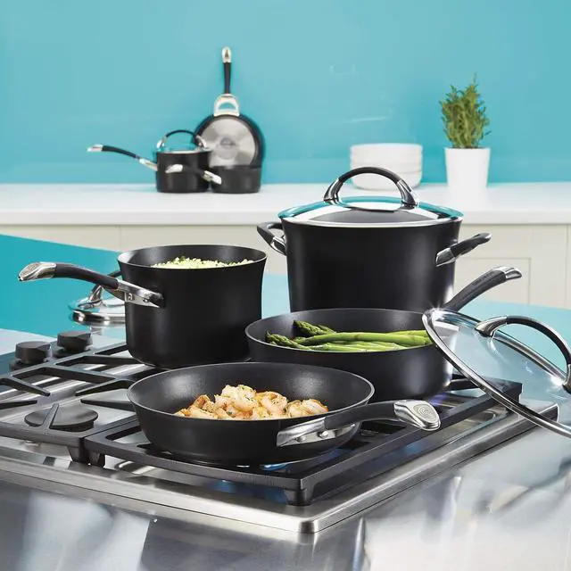 Alt view image 6 of 7 - Circulon - 83483 Circulon Symmetry Hard Anodized Nonstick Sauce Pan/Saucepan with Straining and Lid, 3.5 Quart, Black