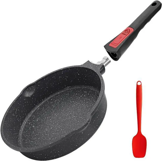 Main image of 8 Inch Nonstick Deep Frying Pan, Egg Pan with Removable Handle, Aluminum Sauté Pan Compatible with All Stovetops, Dishwasher& Oven Safe (Black)