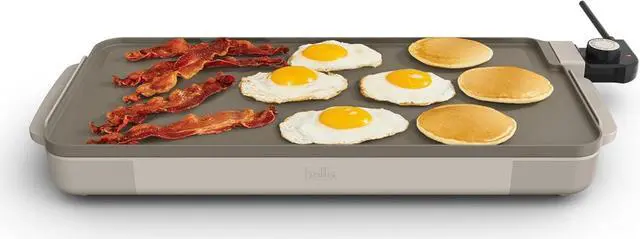 Main image of bella 10" x 20" Electric Griddle with EverGood Ceramic Nonstick Coating, Removable Temperature Probe, Dishwasher-Safe Drip Tray & Cool Touch Handles, Cook up to 10 Eggs, 1500 Watt, Oatmilk